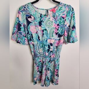 BRITTON ROMPER Looking Sharp Pink Navy Green, XS